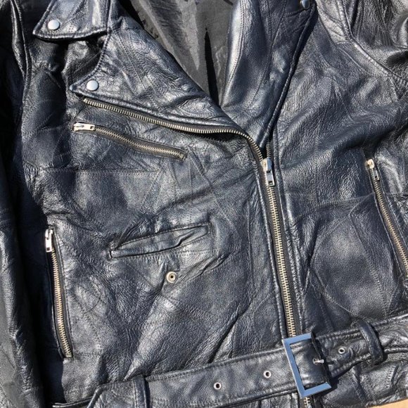 Leather Biker / Motorcycle Jacket Size Medium - Picture 6 of 8
